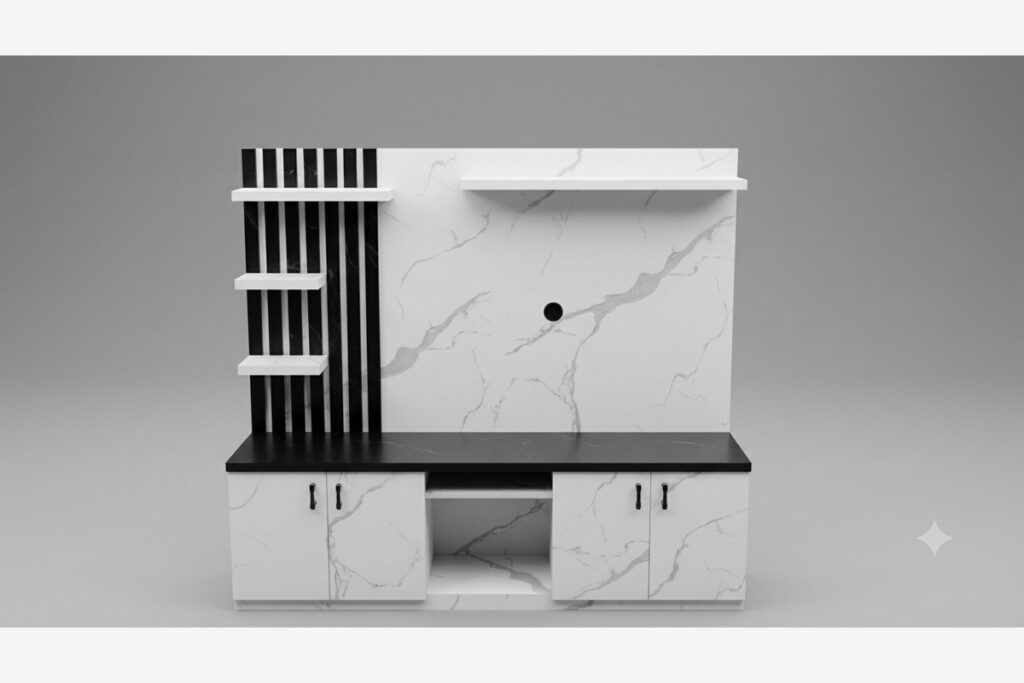 Marble Black & White TV Unit