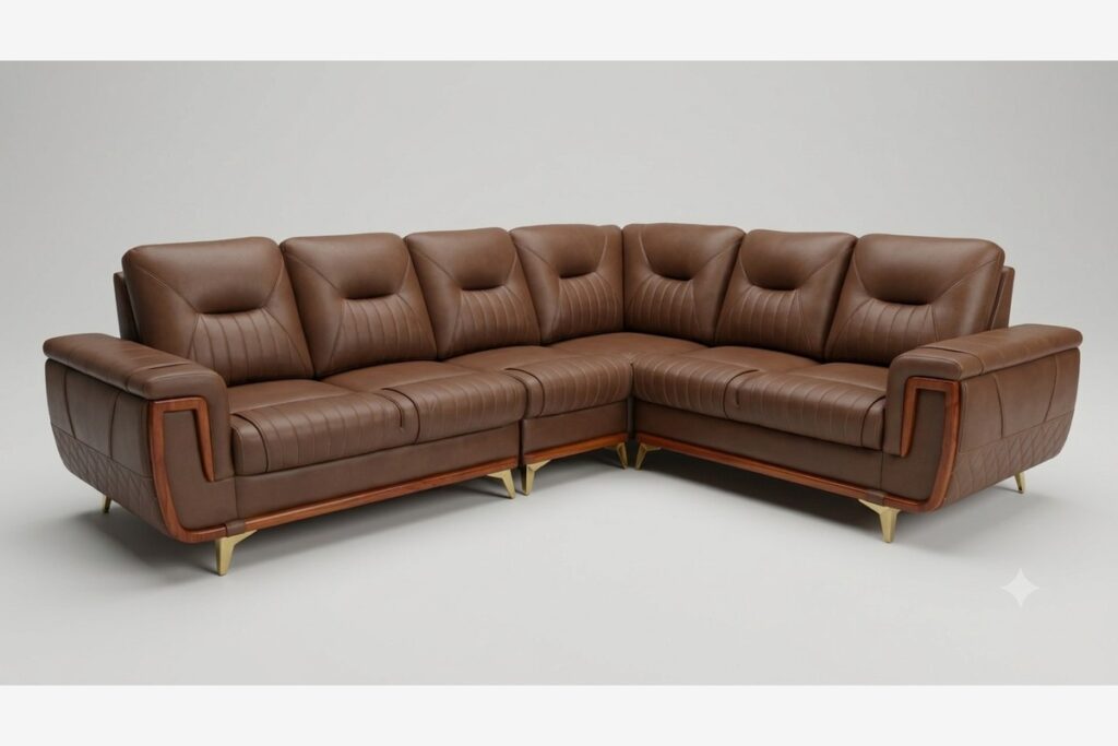 Royal Brown L-Shaped Leather Sofa